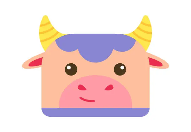 Vector illustration of Cartoon cow face. Vector illustration