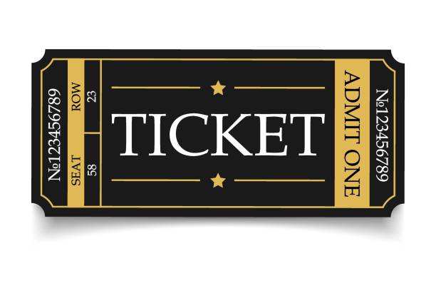 Vector ticket isolated isolated on white background. Cinema, theater, concert, play, party, event, festival black and gold ticket realistic template set. Ticket icon for website. Vector ticket isolated isolated on white background. Cinema, theater, concert, play, party, event, festival black and gold ticket realistic template set. Ticket icon for website. admit stock illustrations