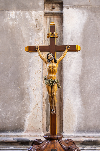 Rome - The fresco of Crucifixion in the church San Girolamo dei Croati by  Pietro Gagliardi (1847-1852).