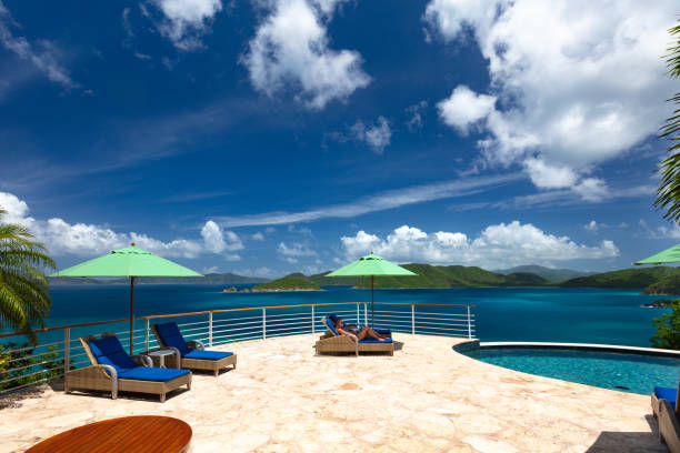 istock Woman at luxury villa 1438669700