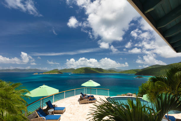 istock Woman at luxury villa 1438670016