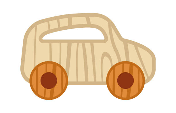 istock Wooden children toy car icon. Vector illustration 1438670326