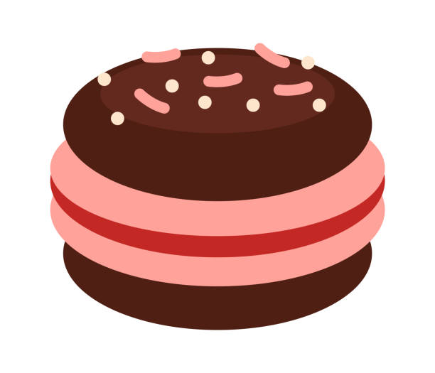illustrazioni stock, clip art, cartoni animati e icone di tendenza di biscotti al cioccolato con panna. illustrazione vettoriale - ice cream dark backgrounds close up