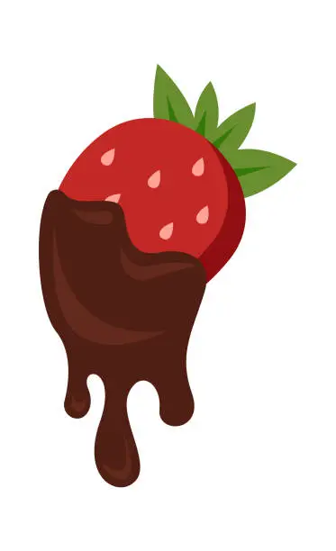 Vector illustration of Strawberry with chocolate. Vector illustration