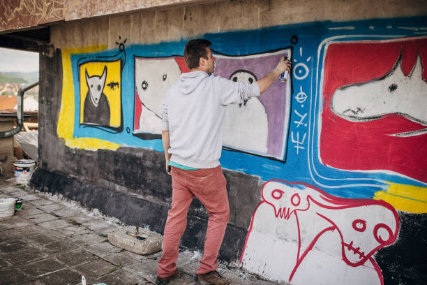 istock Male graffiti artist 1438672326