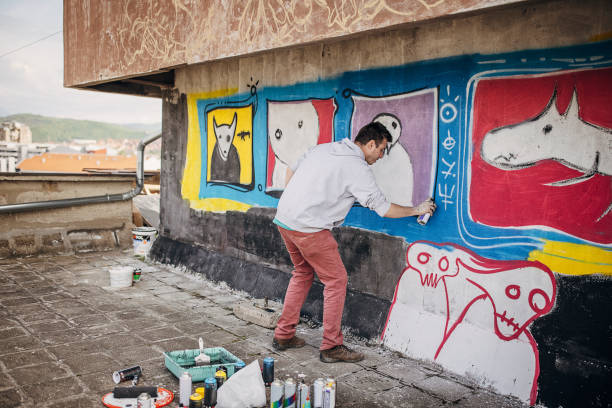 istock Male graffiti artist 1438672380