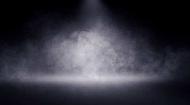 istock Abstract fog and spotlight background for mystic and horror theme. Blurry smoke and mist texture for photo effect 1438673619