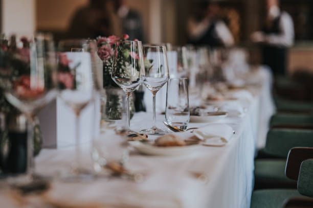 Moody Dinner table stock photo