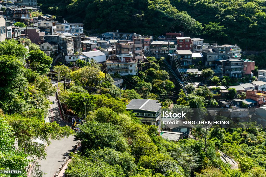 The Jiufen in New Taipei City, Taiwan. View of old buildings on Jiufen Mountain, New Taipei City, Taiwan. Architecture Stock Photo
