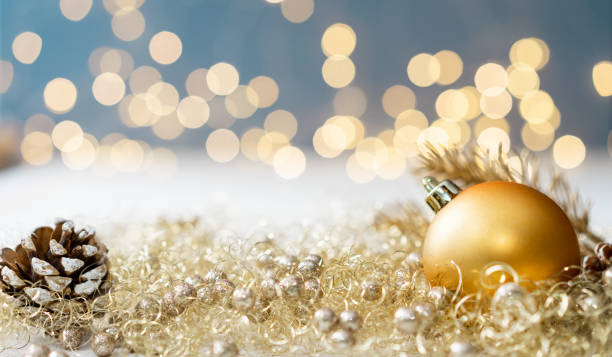 istock Christmas decoration with golden balls. 1438676807