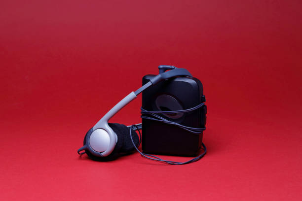 istock walkman with earphones on the red background 1438680714