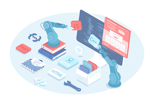 Programmer Engineering And Coding Web Development Illustration Work ...