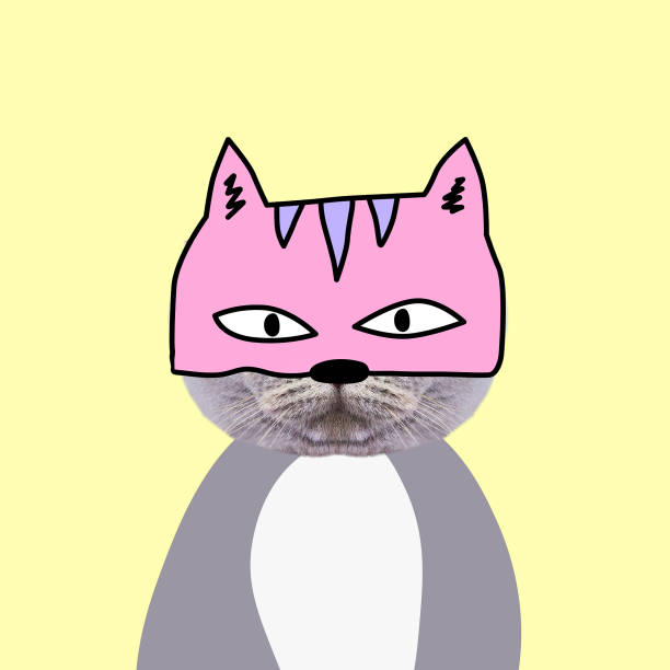 contemporary digital collage art. Funny cat character. Stylish drawing design