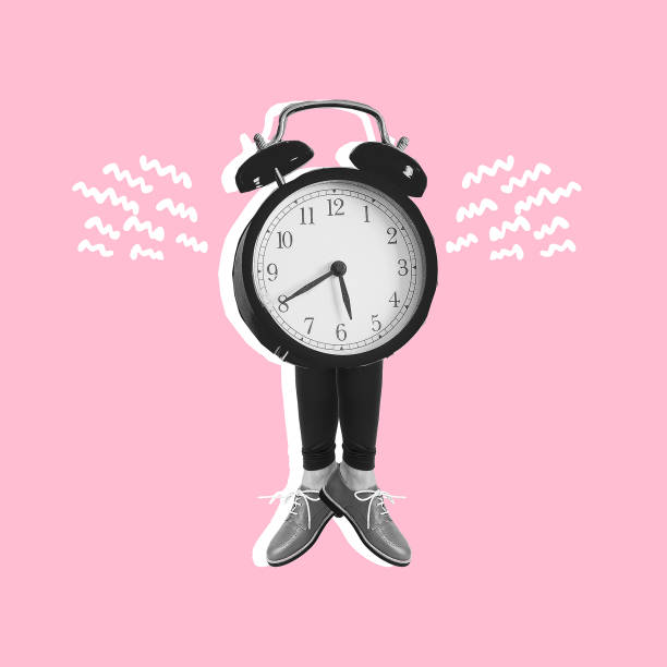 istock Contemporary digital collage art. Retro creative design. Time to wake up concept 1438687220