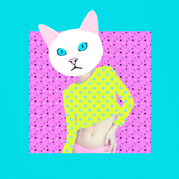 istock Contemporary art collage. Kitty loves candy style. Minimal design 1438687481