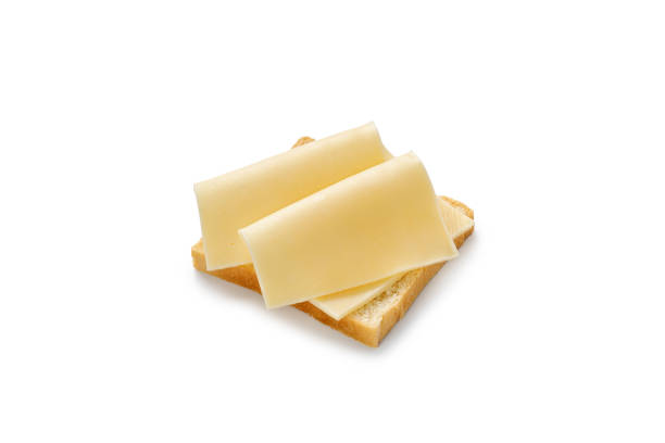 istock Sandwich with sliced cheese on bread. Bruschetta, snack, appetizer, sandwich isolated on white background. 1438689038