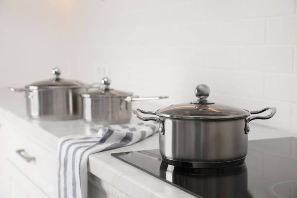 istock New clean pot on cooktop in kitchen, space for text 1438694710