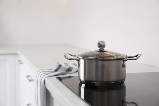 istock New clean pot on cooktop in kitchen, space for text 1438696106