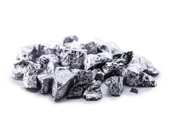 Photo of Vanadium is a transition metal, metal alloy, isolated, it can be found in several natural sources, such as phosphate rocks and crude oil.