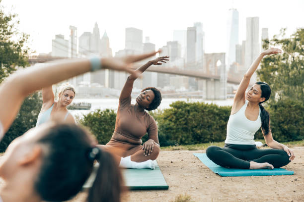 istock Yoga outdoor class in New York 1438702048