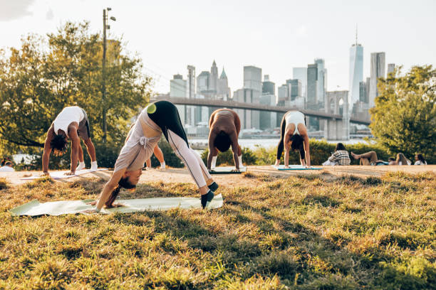 istock Yoga outdoor class in New York 1438703880