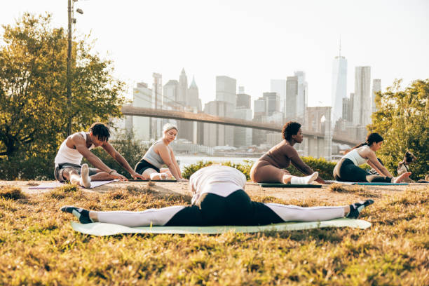 istock Yoga outdoor class in New York 1438704833