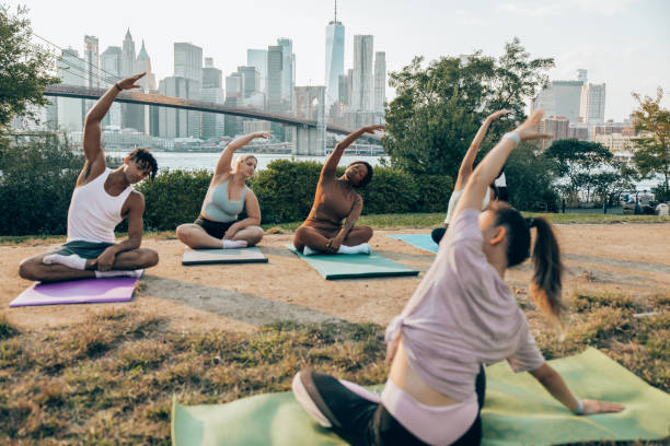 istock Yoga outdoor class in New York 1438706600