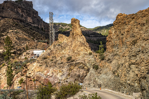 Gran Canarian mountain range near Cruz Grande and San Bartolome de Tirajana Mountains in Gran Canaria in Spain.