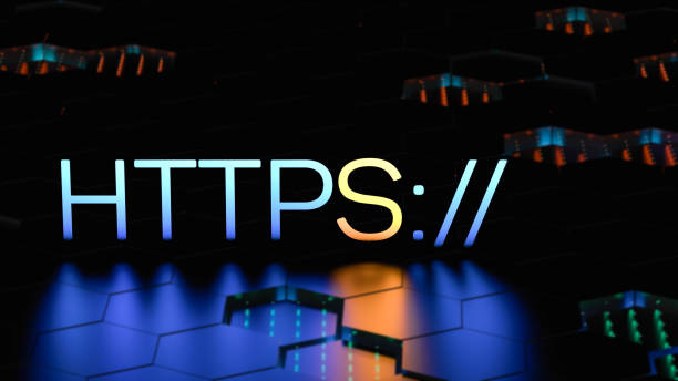 concept https avec mise en évidence s. hypertext transfer protocol secure. augmenter la sécurité du cryptage. le concept de surfer en toute sécurité sur le net. rendu 3d. - hypertext transfer protocol photos et images de collection