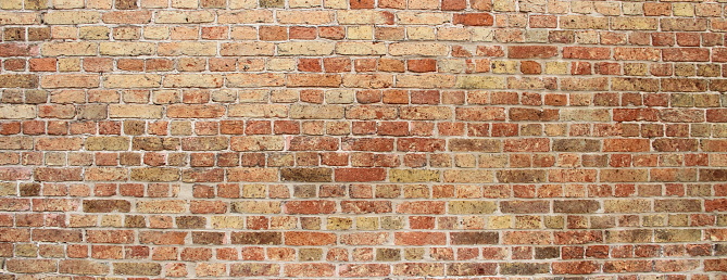 Abstract red brick wall panoramic background