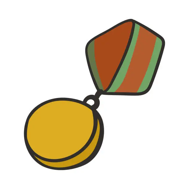Vector illustration of Military medal doodle cartoon illustration