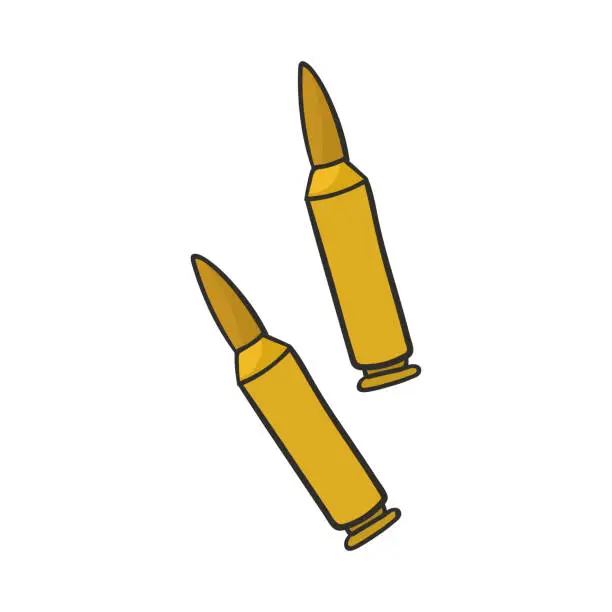 Vector illustration of Military golden bullets doodle cartoon illustration