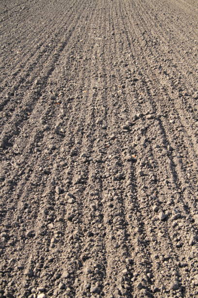 un campo appena arato - plowed field dirt sowing field foto e immagini stock