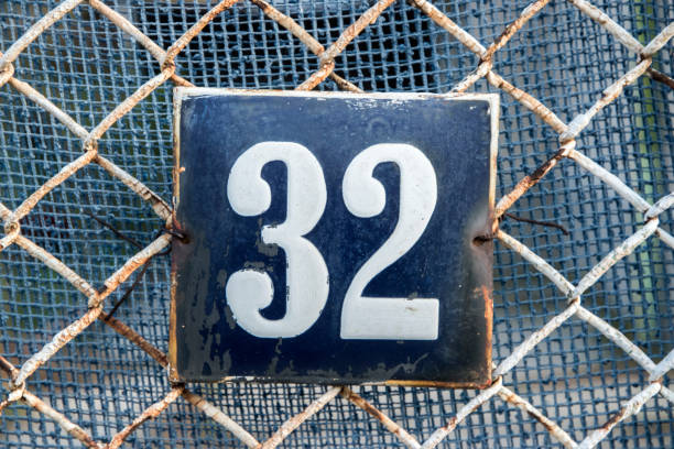 Weathered enameled plate number 32
