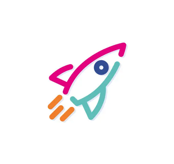 Vector illustration of Abstract colorful spaceship logo-icon.