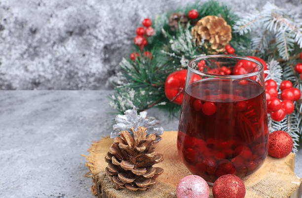istock Christmas alcoholic or non-alcoholic cocktail with cranberry and cinnamon spice warming winter drink in the cold season, christmas festive grog 1438731049