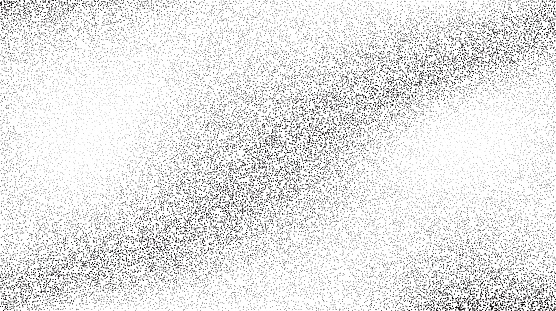 Grainy sand texture. Wavy stippled gradient background. Grunge noise dotwork wallpaper. Black dots, speckles, particles or granules. Vector monochrome backdrop