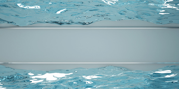 Frame background on water surface Floating frame on water Text and image decoration 3D illustration