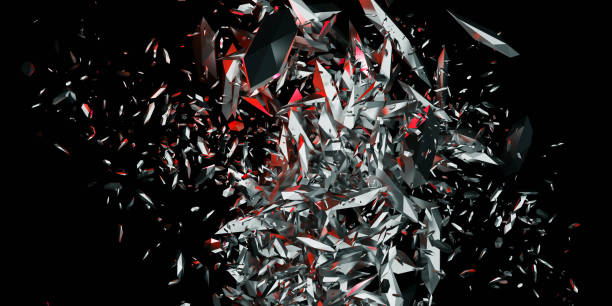 istock Explosion fragments debris dust elements broken glass scattered scattered black background 3d illustration 1438746551