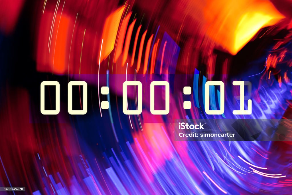 Digital Clock On Dynamic Abstract Backgound Stock Photo - Download ...