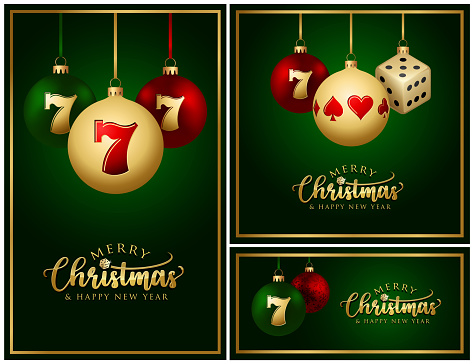 Casino Christmas Balls - Greeting Cards - Merry Christmas and Happy New Year - Poker Slot Gambling