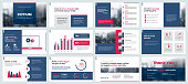 istock Powerpoint and keynote presentation slides design template and elements of infographics. 1438754663