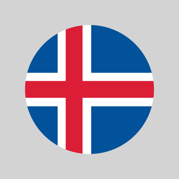 islandia, zaokrąglona ikona wektorowa z kolorami islandzkiej flagi narodowej - iceland stock illustrations