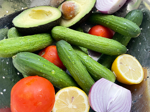Freshly washed vegetable ready to make salad