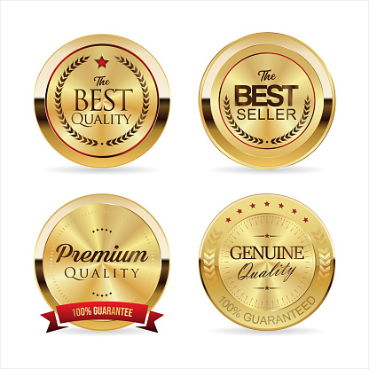 Collection of premium quality golden badges