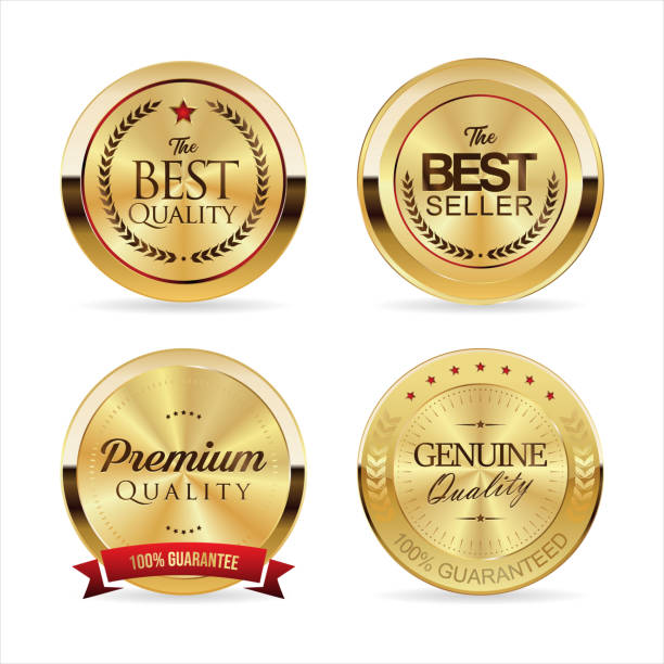 Collection of premium quality golden badges Collection of premium quality golden badges hunting trophy stock illustrations