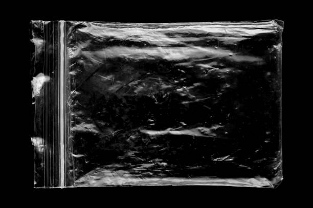 Blank Transparent Plastic Bag Overlay On Black Background Stock Photo -  Download Image Now - iStock