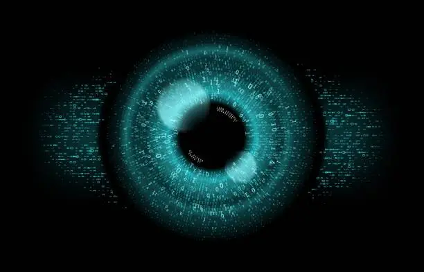 Vector illustration of Digital eye, data network, cyber security