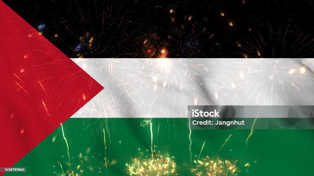 Palestine Flag waving animation with fireworks background Palestine flag seamless animation with fireworks. Best stock of Palestinian flag nation wave. Independence day, a happy new year with fireworks and flag background Waving in the Wind Continuously Palestinian Stock Photo