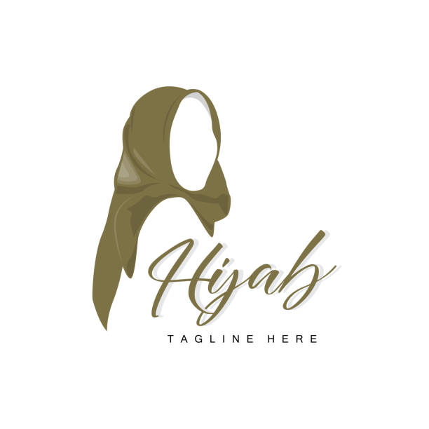 ilustraciones, imágenes clip art, dibujos animados e iconos de stock de logotipo de hijab, marca vectorial de productos de moda, diseño boutique de hijab para mujeres musulmanas - small business saturday